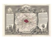 1852 Levasseur Map of the Department de la Seine - Art Print | Poster Prints from Posterazzi