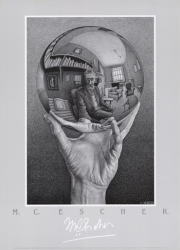 Hand with Sphere - Art Print by M.C. Escher | Movie Poster Prints from Posterazzi