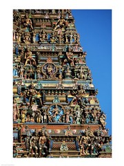 Carvings on a temple, Sri Meenakshi Hindu Temple, Chennai, Tamil Nadu, India - Art Print | Poster Prints from Posterazzi
