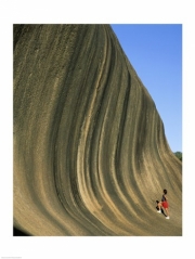 Person climbing Wave Rock, Western Australia, Australia - Art Print | Poster Prints from Posterazzi