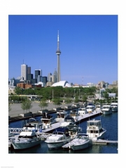 Boats docked at a dock, Toronto, Ontario, Canada - Art Print | Poster Prints from Posterazzi