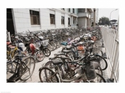 Bicycles parked outside a building, Beijing, China - Art Print | Poster Prints from Posterazzi