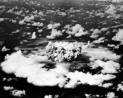 Aerial view of an atomic bomb explosion, Bikini Atoll, Marshall Islands - Art Print | Poster Prints from Posterazzi