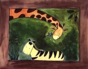 Brown Giraffe and Zebra - Art Print by Serena Bowman | Movie Poster Prints from Posterazzi