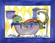 Dino in Tub - Art Print by Serena Bowman | Movie Poster Prints from Posterazzi