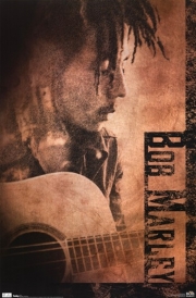 Bob Marley - Guitar Retro - Art Print | Movie Poster Prints from Posterazzi